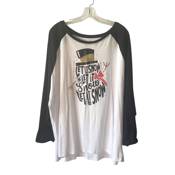 TARGET Black + White "Let It Snow" Women's Christmas Long Sleeve Tee NWOT 3X - Picture 1 of 6